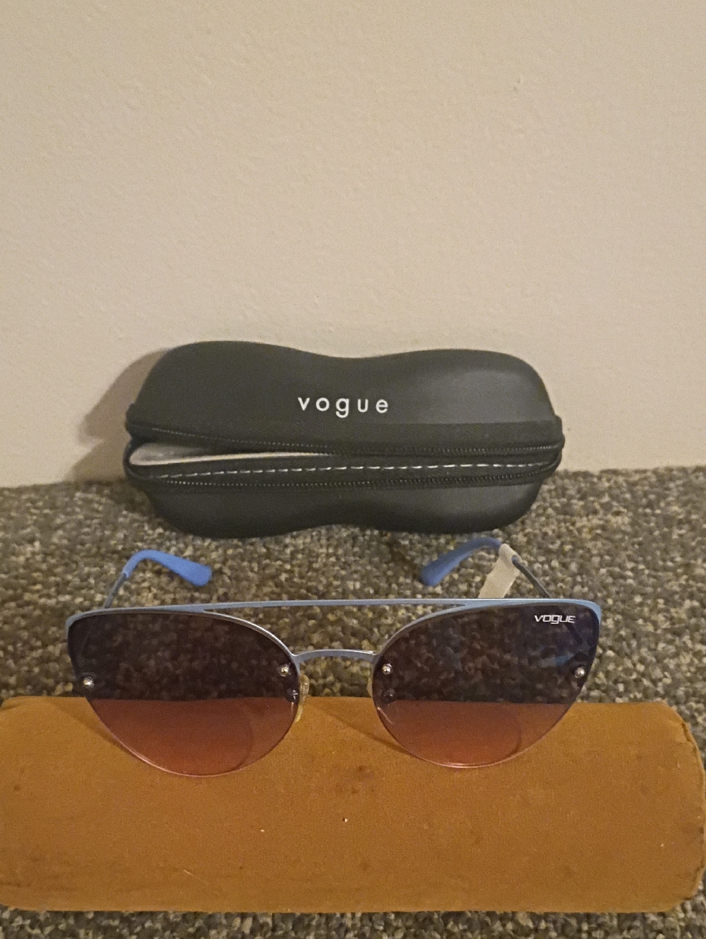 Vogue Blue Frame Sunglasses with Brown Gradient Lenses